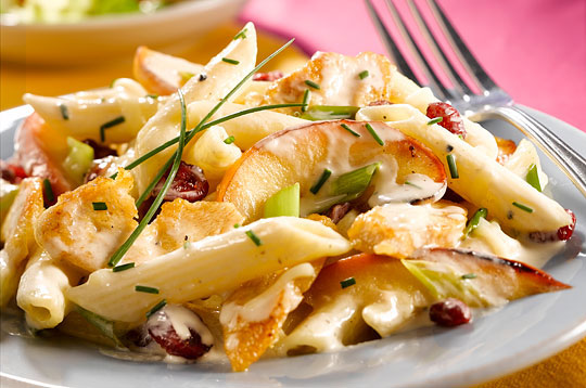 Penne with Sautéed Chicken, Apples and Cranberries