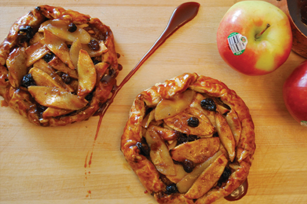Ambrosia Apple Tarts with Aged Cheddar Crust and Salted Caramel Sauce